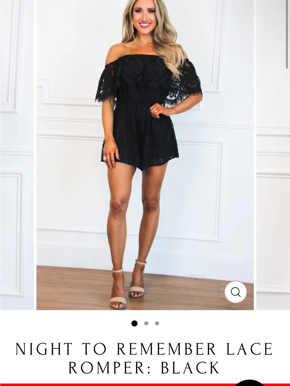Night to Remember Lace Off-Shoulder Romper - Black